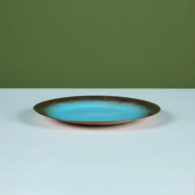Jade Snow Wong Turquoise Enamel Copper Plate For Sale - Image 9 of 12