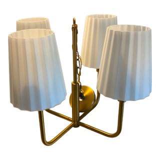 Alora Mood “Plisse” 4-Light Chandelier – Aged Gold W/Pleated Shades For Sale