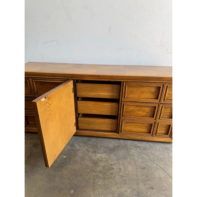 Vintage Mid Century Oak Dresser - Stylish Brutalist Lowboy 1960s For Sale - Image 10 of 10
