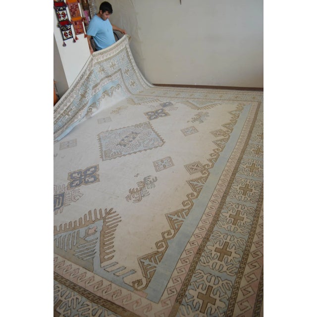 13x16 Rug, Muted Colors Hand Knotted Turkish Area Rug Oversized Rug For Sale - Image 12 of 13
