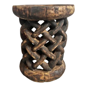 Vintage Bamileke Burn Stool Table