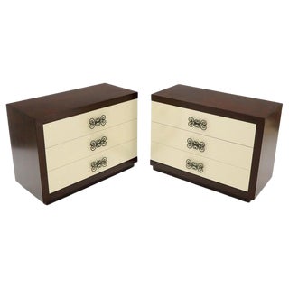 Two-Tone Mid-Century Modern Art Deco Bachelor Chests Dressers - a Pair For Sale