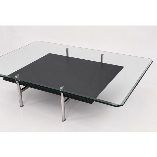 1980s Antonio Citterio for B&b Italia Leather, Aluminum & Glass Coffee Table For Sale In Los Angeles - Image 6 of 18