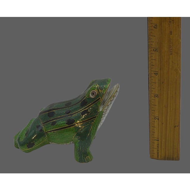 Whimsical Cloisonne Hand Painted Enamel Frog Figurine For Sale - Image 4 of 7