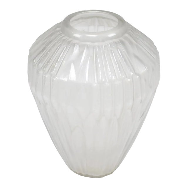 1930s French Art Deco Frosted Glass Vase by André Hunebelle For Sale