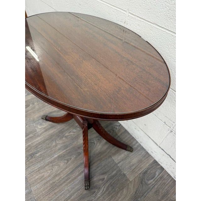 Vintage Duncan Phyfe Style Mahogany Lyre Pedestal Base Accent Table For Sale - Image 10 of 16
