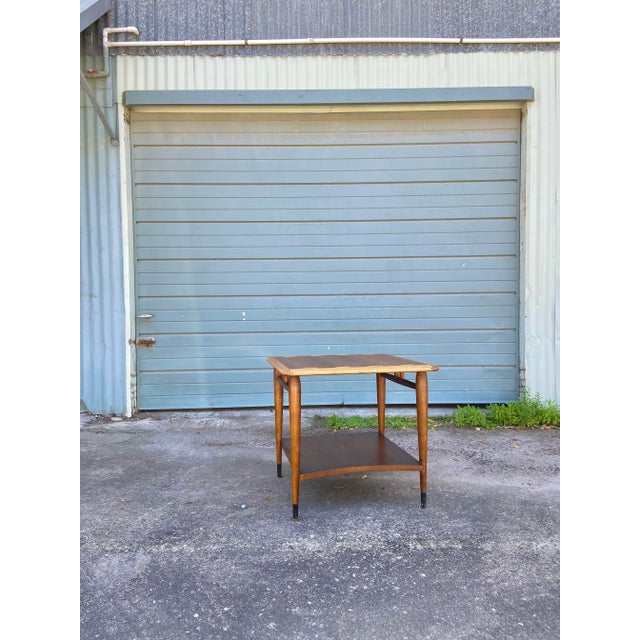 Mid Century Modern ‘Acclaim’ Square Side Table With Curved Lower Shelf | AltaVista Lane Furniture For Sale - Image 9 of 13