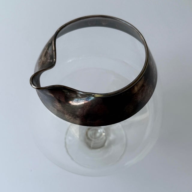 Mid-Century Silver Rimmed Glass Cocktail Pitcher For Sale In Buffalo - Image 6 of 6