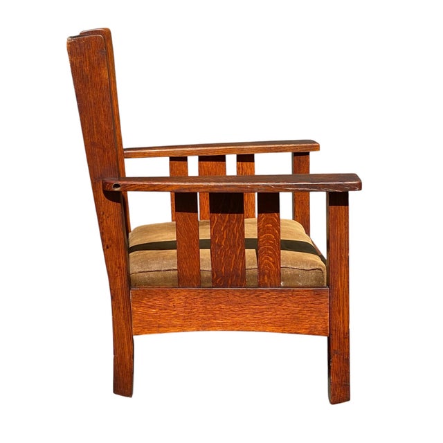 Wood Antique Arts & Crafts Mission Oak Chair Stickley Brothers Quaint Furniture For Sale - Image 7 of 12
