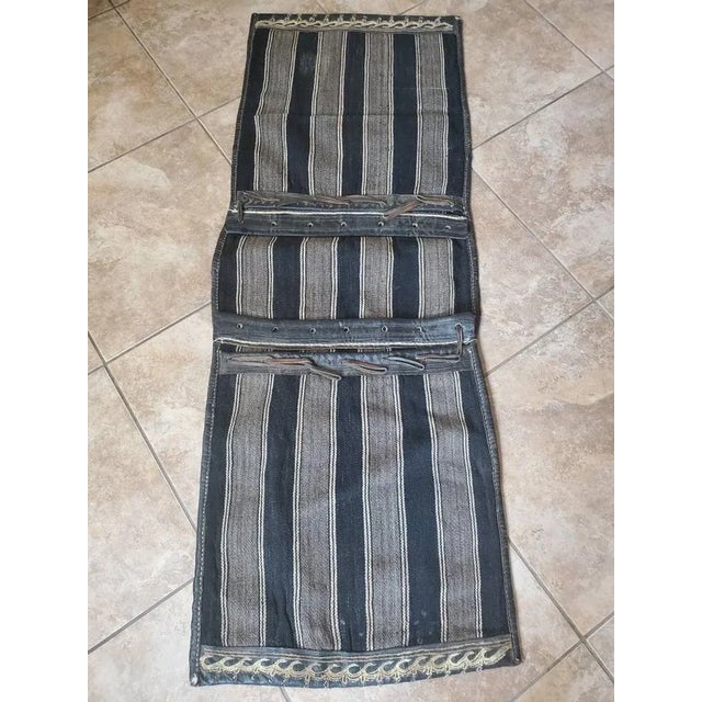 Vintage Turkish Kilim Kelim Leather Camel Saddle Bag For Sale - Image 4 of 11