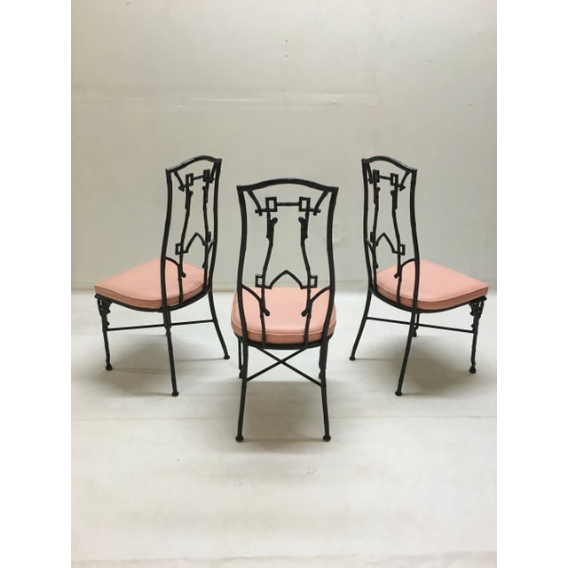 Vintage Chinoiserie Pink & Black Faux Bamboo Dining Chairs and Table For Sale In Boston - Image 6 of 10