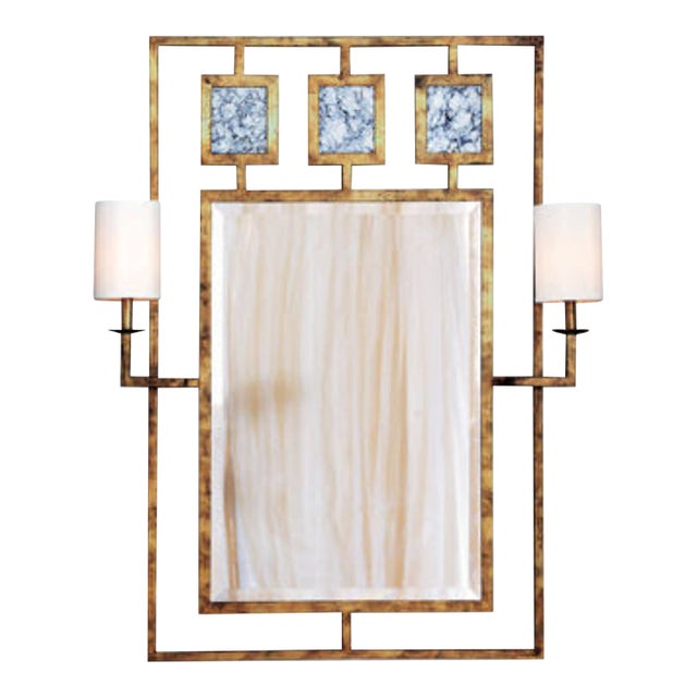 Port 68 Avenue Bronze/Gold Mirror With Sconces *In Box* For Sale