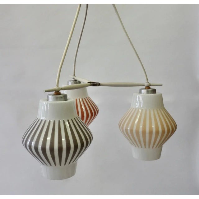 Midcentury Multicolored 3 Globe Hanging Ceiling Light Fixture For Sale - Image 4 of 10
