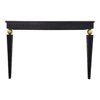 Custom Made Expresso Finish & Gilt Trims Wood Wall Mounted Console Table For Sale