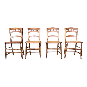 Set of 4 Antique Victorian Eastlake Style Ladderback Cane Dining Chairs