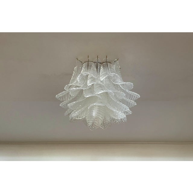 Mid-Century Modern Murano Chandelier with 32 Transparent Felci Glasses, 1990 For Sale - Image 3 of 14