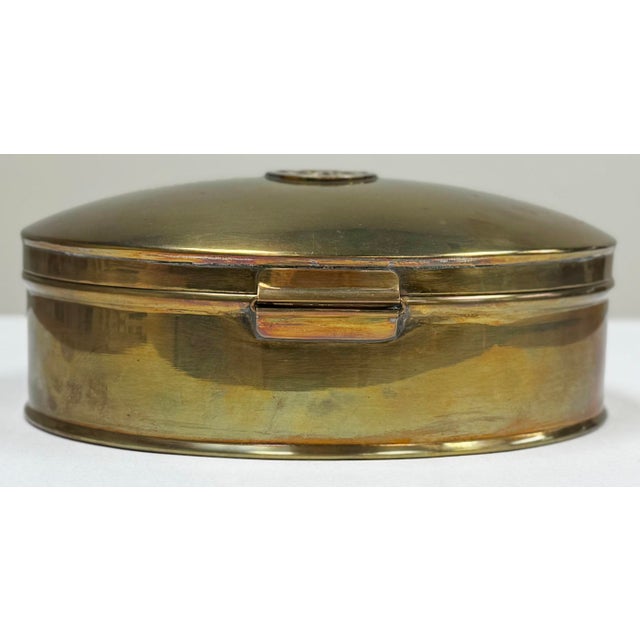 Metal Vintage Brass Asian Insignia Domed Box For Sale - Image 7 of 8