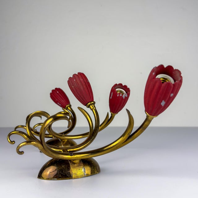 Vintage Italian Red Brass Wall Sconces, 1950s, Set of 2 For Sale - Image 13 of 18