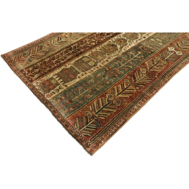 vintage Turkish Oushak rug with Modern rustic tribal style. Imbued with primitive charm and earthy-inspired colors, this...