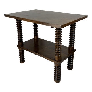 Brutalist Wood Turned Wine Press Side Table by Charles Dudouyt, 1950s For Sale