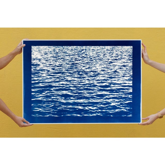 100x70cm/ Mediterranean Blue Sea Waves / Large Cyanotype Print on Watercolor Paper /Limited Edition / For Sale - Image 9 of 11