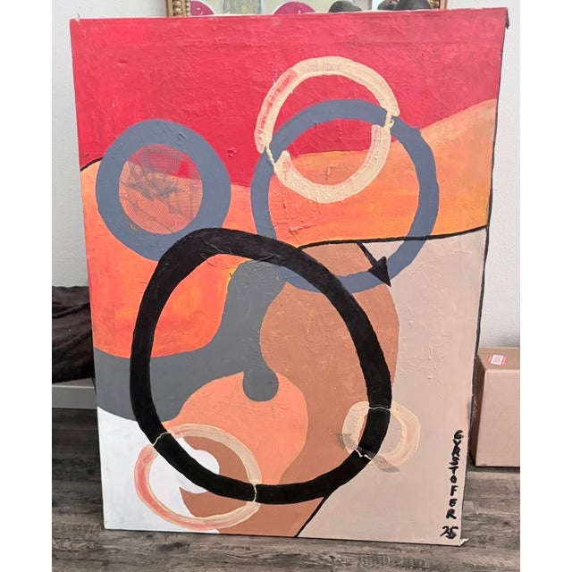 Abstract Mixed Media Painting by Christopher Shoemaker, 48” H X 36” W For Sale - Image 9 of 9
