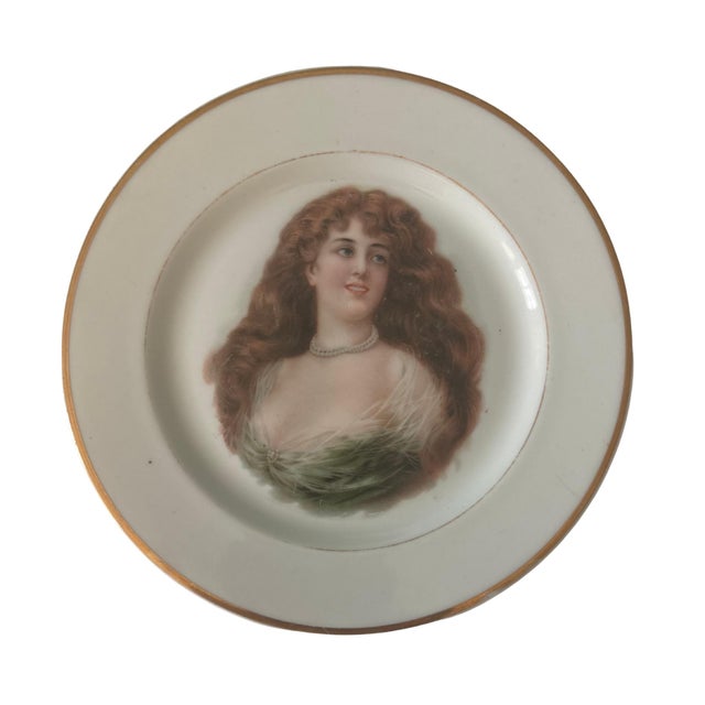 Antique Cabinet Plates Featuring Victorian Women Portraiture For Sale In Los Angeles - Image 6 of 9