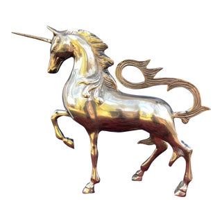 Vintage Mid-CenturyBrass Unicorn For Sale