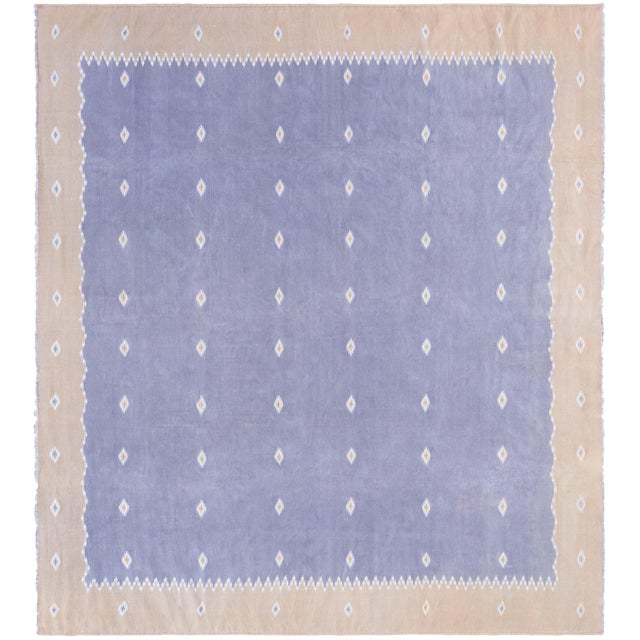 Doris Leslie Blau Mid-Century Indian Dhurrie Lavender Flatweave Cotton Rug For Sale