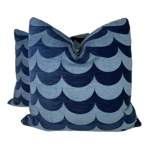 Erica Wakerly "Scoop" in Blue 22" Pillows-a Pair