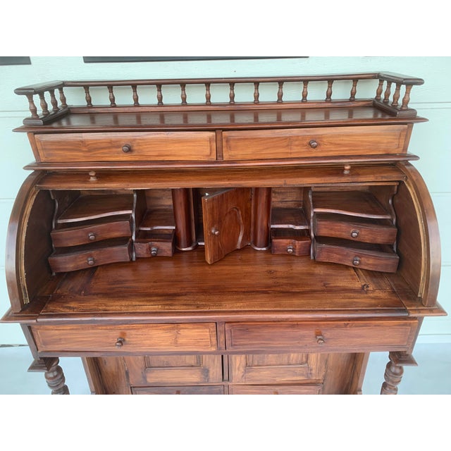 Stylish Colonial Teak Secretaire For Sale - Image 17 of 18
