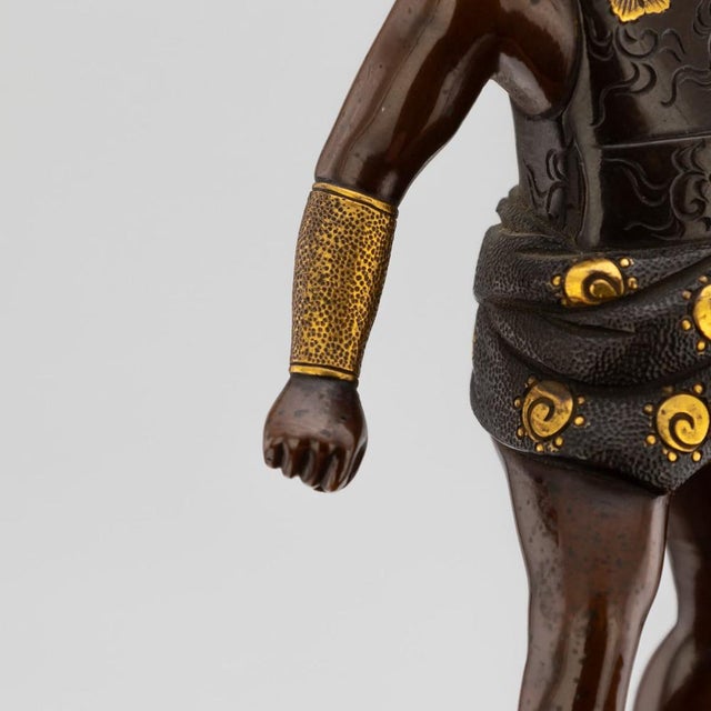 Antique Japanese Meiji Gilt Bronze Labourer Figurine by Miyao Ei, 19th Century For Sale - Image 14 of 18