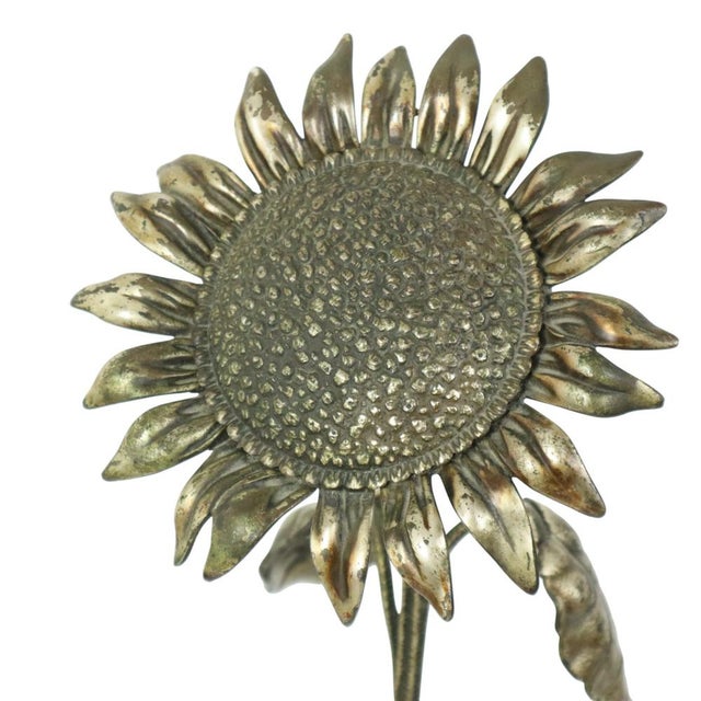 Large Sunflower Ashtray in Silver-Plated Bronze from S. Agudo, 1950s For Sale - Image 3 of 18