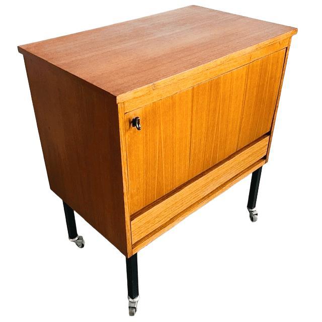Vintage Danish Mobile Bar Cabinet in Teak, 1960s For Sale - Image 10 of 12