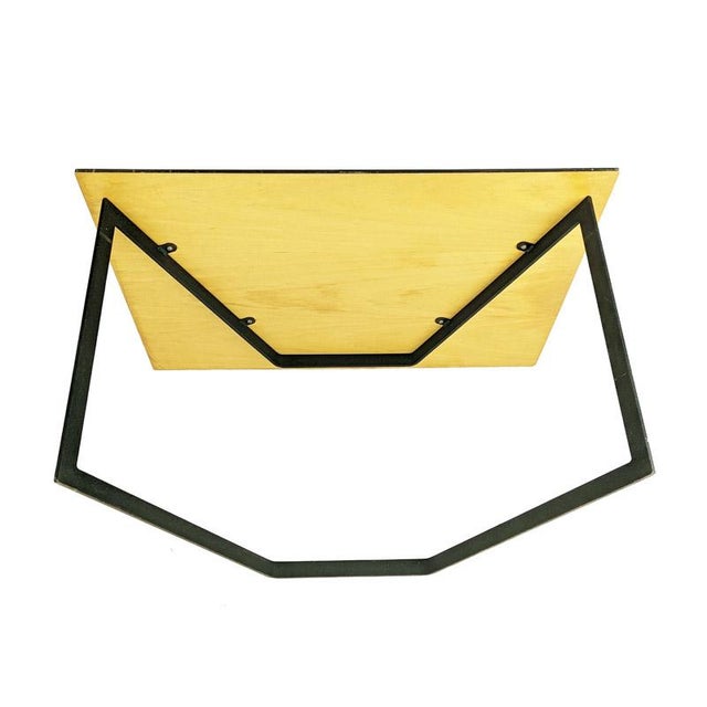 Wooden Table with Geometric Inlays and Metal Base by Offredi for Saporiti, 1980s For Sale - Image 11 of 14