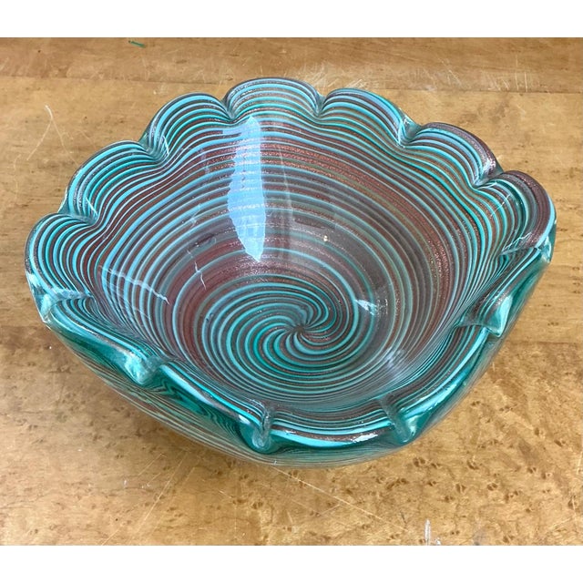 Glass Vintage Murano Striped Glass Bowl For Sale - Image 7 of 12