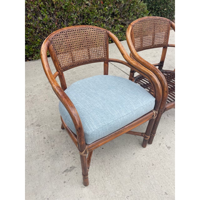 4 Authentic McGuire Vintage Rattan Cane Back Armchairs, Coastal Style For Sale - Image 10 of 14