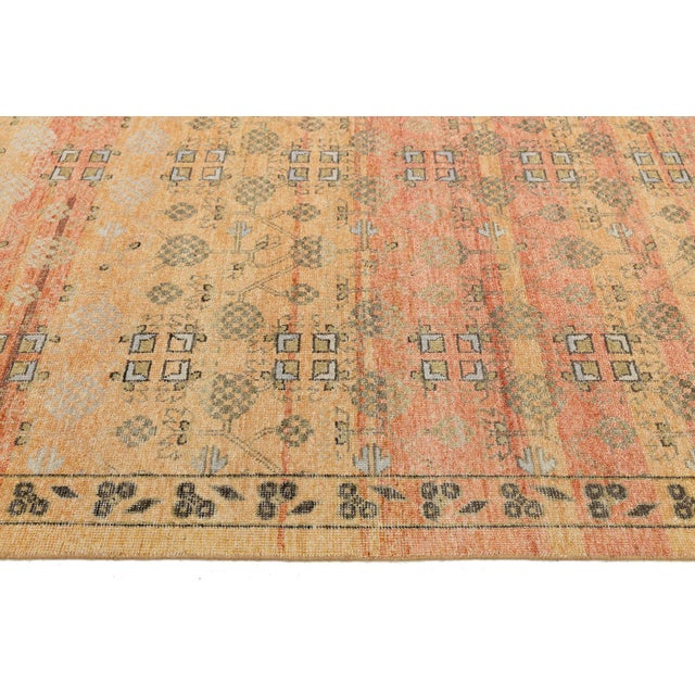 Gold Transitional Khotan Patterned Wool Rug in Earthy Terracotta, Gold, and Sage For Sale - Image 8 of 13