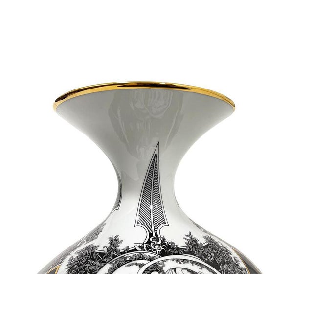Large Porcelain and Iron Vase by László Jurcsák for Hollohaza, 1980s For Sale - Image 4 of 8