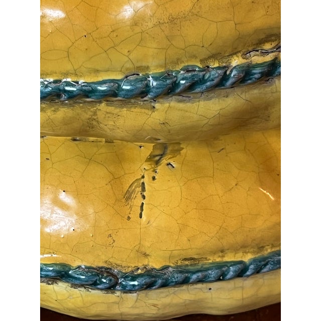 Vintage Italian Majolica Trompe L’Oeil Lemon Yellow Garden Seat Stool For Sale - Image 12 of 17