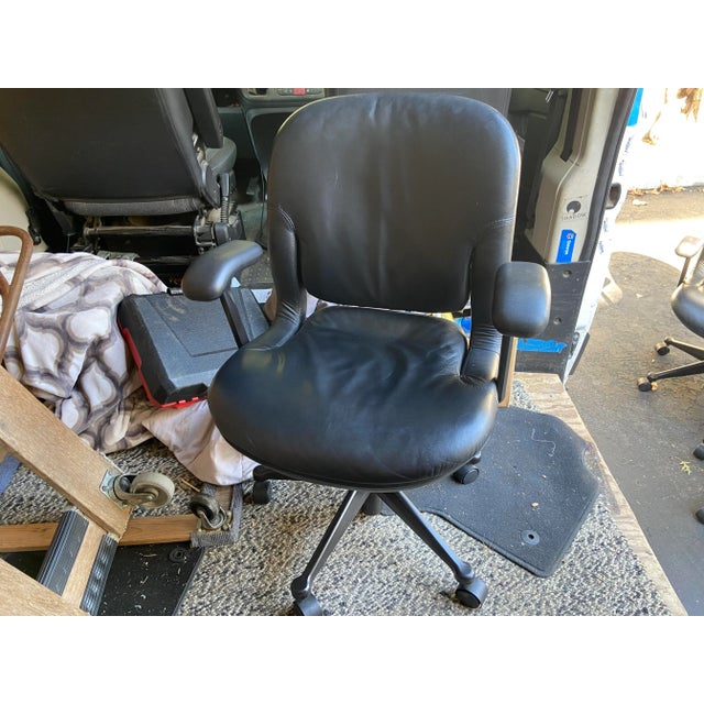 Black Vintage Herman Miller Equa Leather Office Chair For Sale - Image 8 of 10
