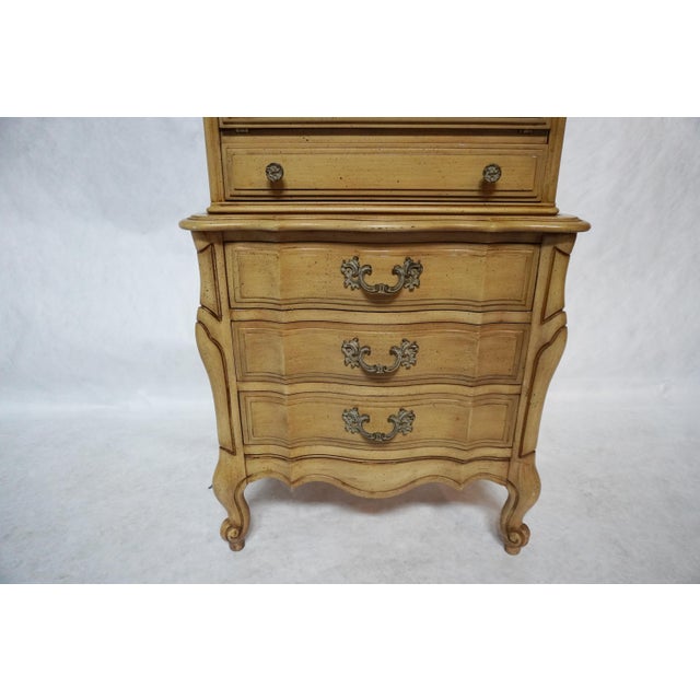 Late 20th Century French Provincial Bonnet Top Secretary Desk With Grilled Cabinet For Sale - Image 12 of 14