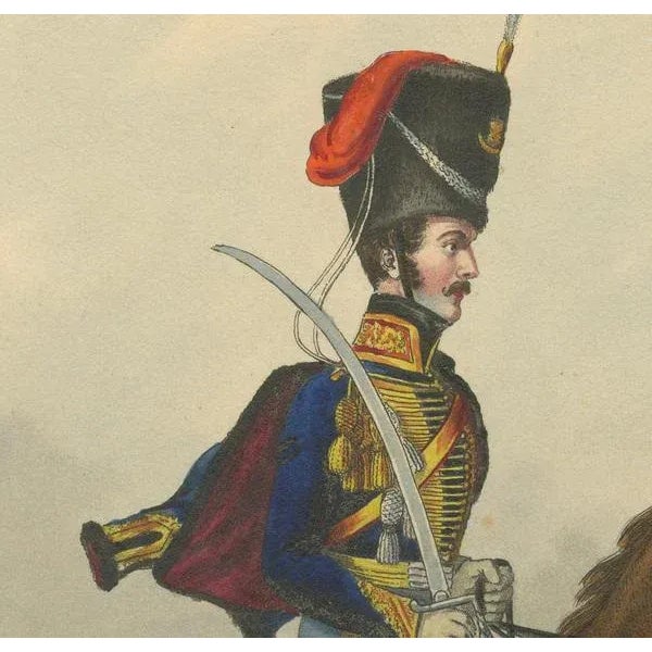 Paper Hanoverian Guard Hussar Officer Elegance, Print For Sale - Image 7 of 8