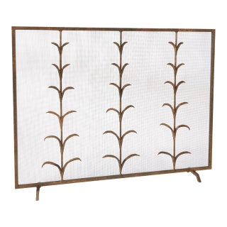 Tobacco Lily Stems Fireplace Screen Iron For Sale