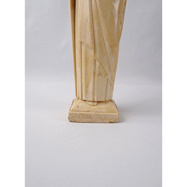 Art Deco Sacred Heart Jesus in Enameled Plaster after M. Angelli from Bacci, 1800s For Sale - Image 4 of 12