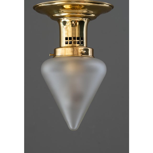 Ceiling Lamps with Glass Shades, Vienna, 1920s, Set of 2 For Sale - Image 4 of 16