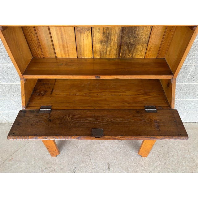 Brown Primitive Antique Pine Tilt Top Plantation Desk W/ Bookcase (Circa 1700's) For Sale - Image 8 of 12