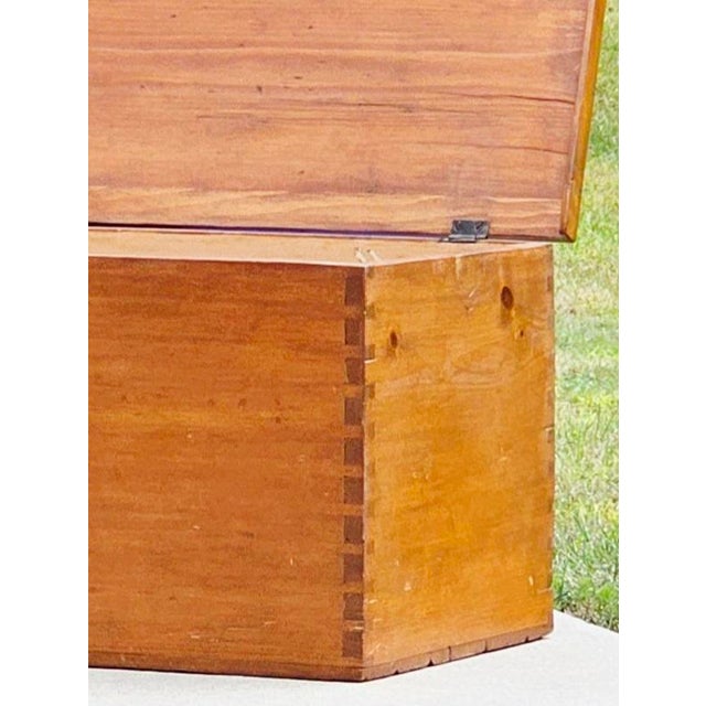 Antique Primitive Blanket Chest, Trunk With Candle Box & Half-Blind Dovetail Joints For Sale - Image 4 of 6