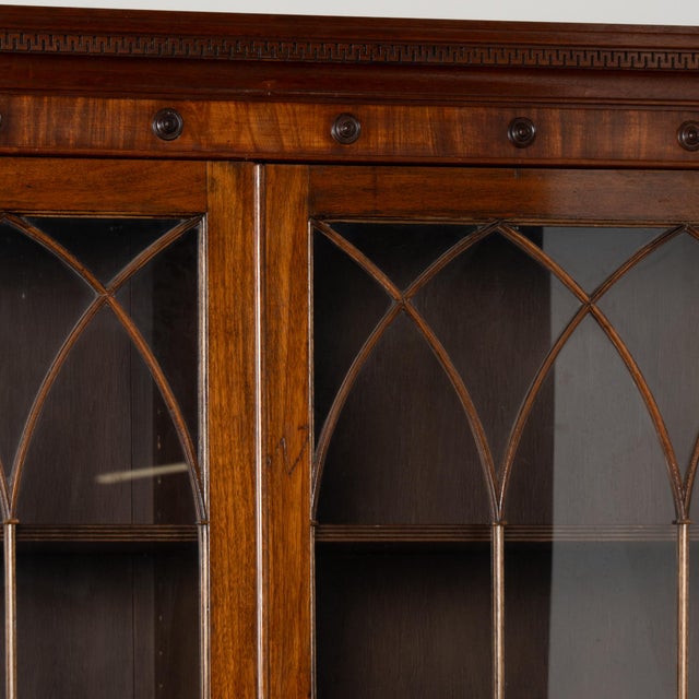 Early 20th Century Early 20th Century Large English Mahogany Bookcase With Glass Doors For Sale - Image 5 of 9