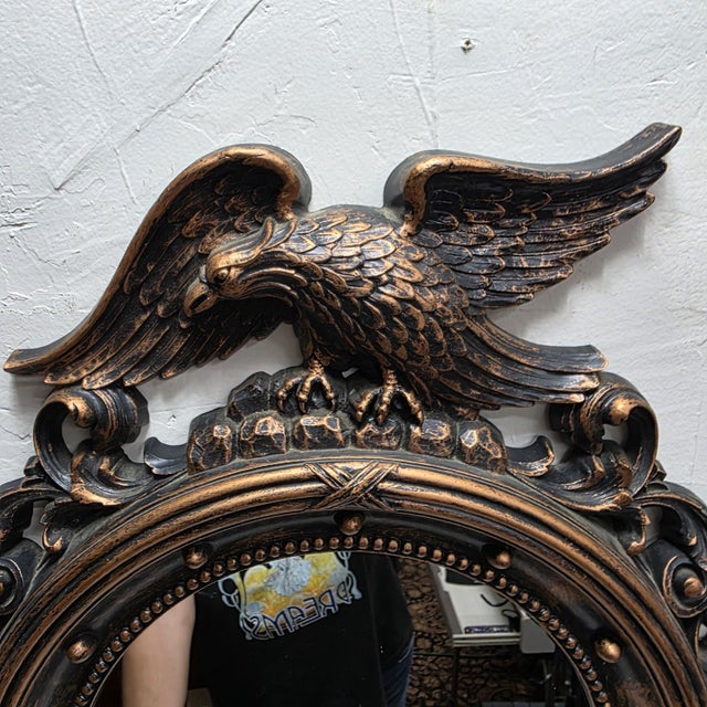 1950s Mid Century Eagle Wall Mirror Federal Revival Americana Coppercraft Guild 21" For Sale - Image 10 of 11